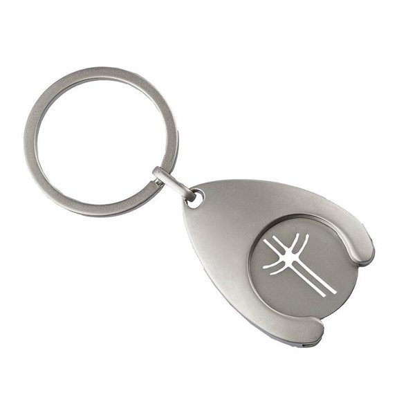 "Kreuz" - Schlüsselanhänger mit Einkaufswagen-Chip - Edelstahl
